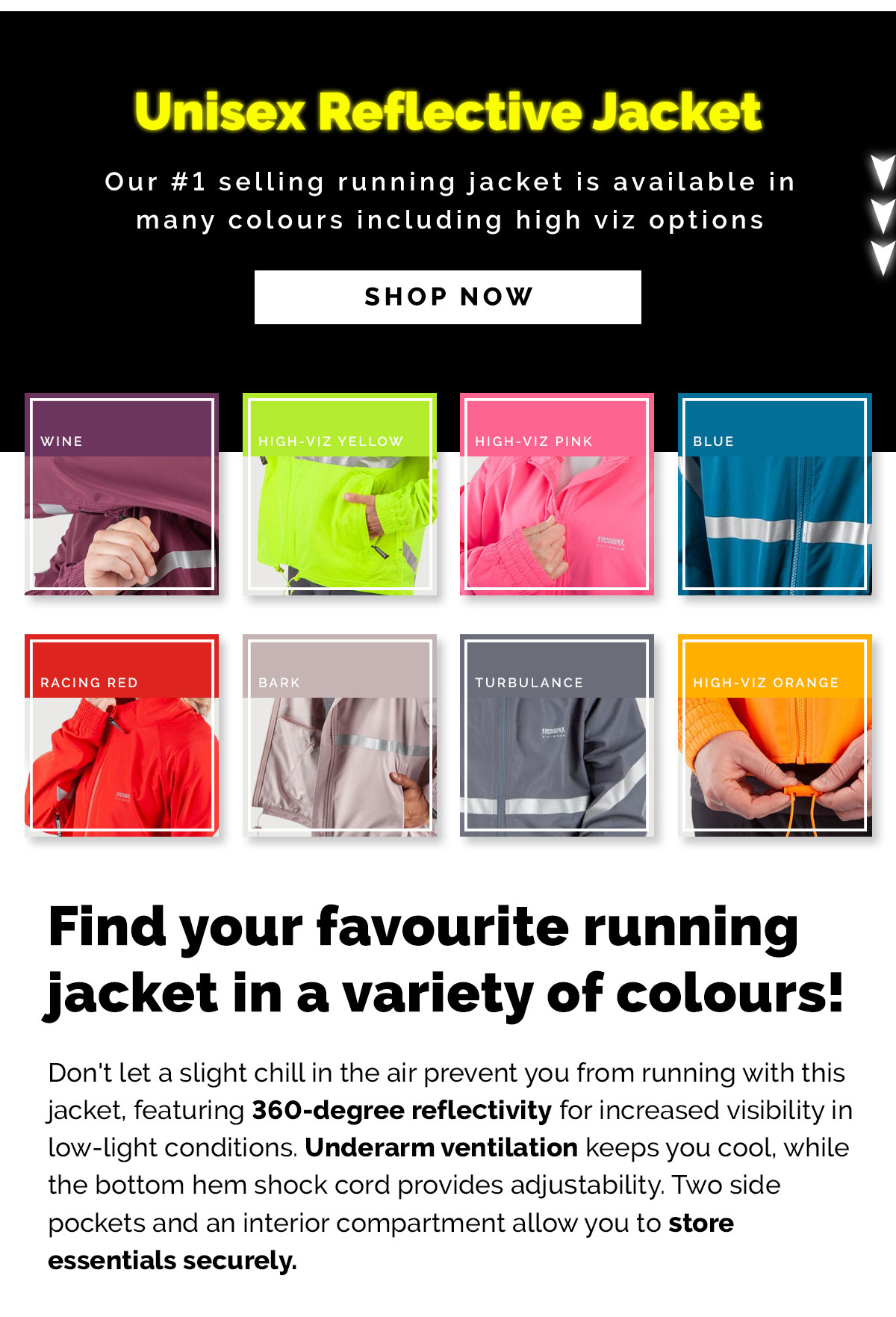 Running Room Unisex Reflective Jacket with Pockets